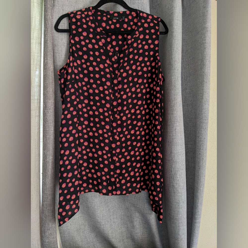 Apt. 9 Black and Pink Polka Dot Blouse